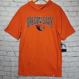 Fanatic Oregon State Beavers T-Shirt Mens M Orange Hooded Kangaroo Pocket - Read